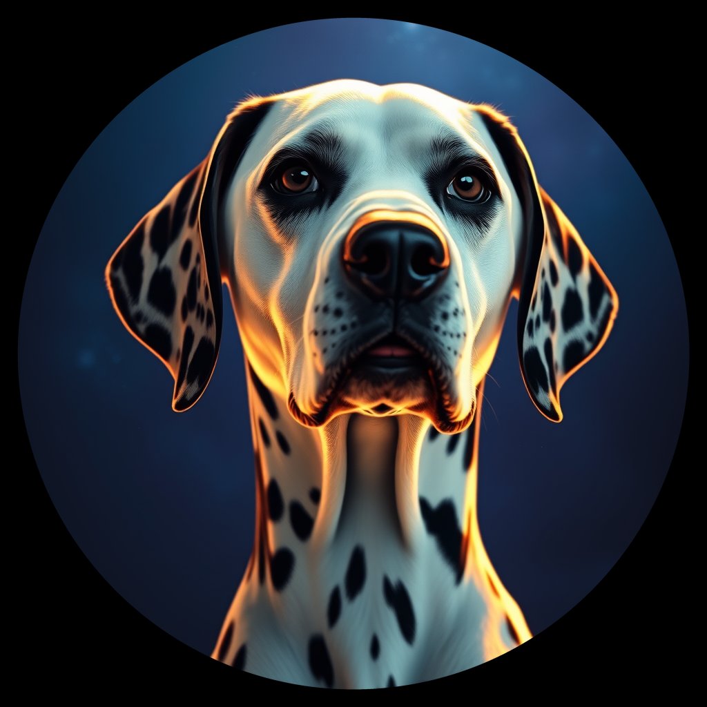 Cosmic medallion portrait of DAL46_DAL46, a Dalmatian