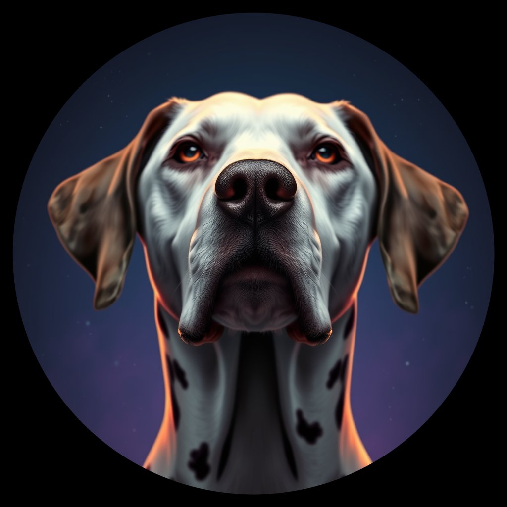 Cosmic medallion portrait of DAL47_DAL47, a Dalmatian