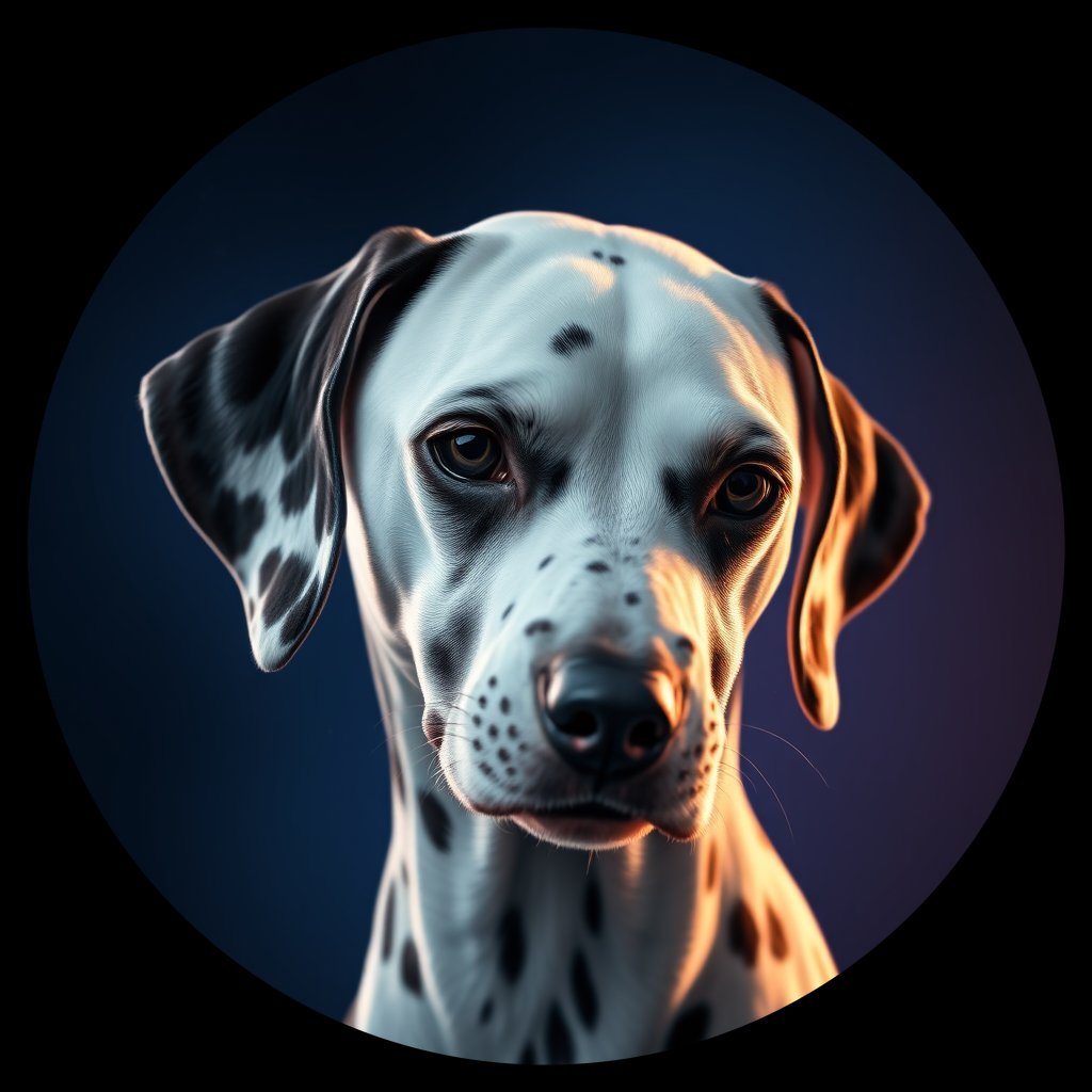Cosmic medallion portrait of DAL48_DAL48, a Dalmatian