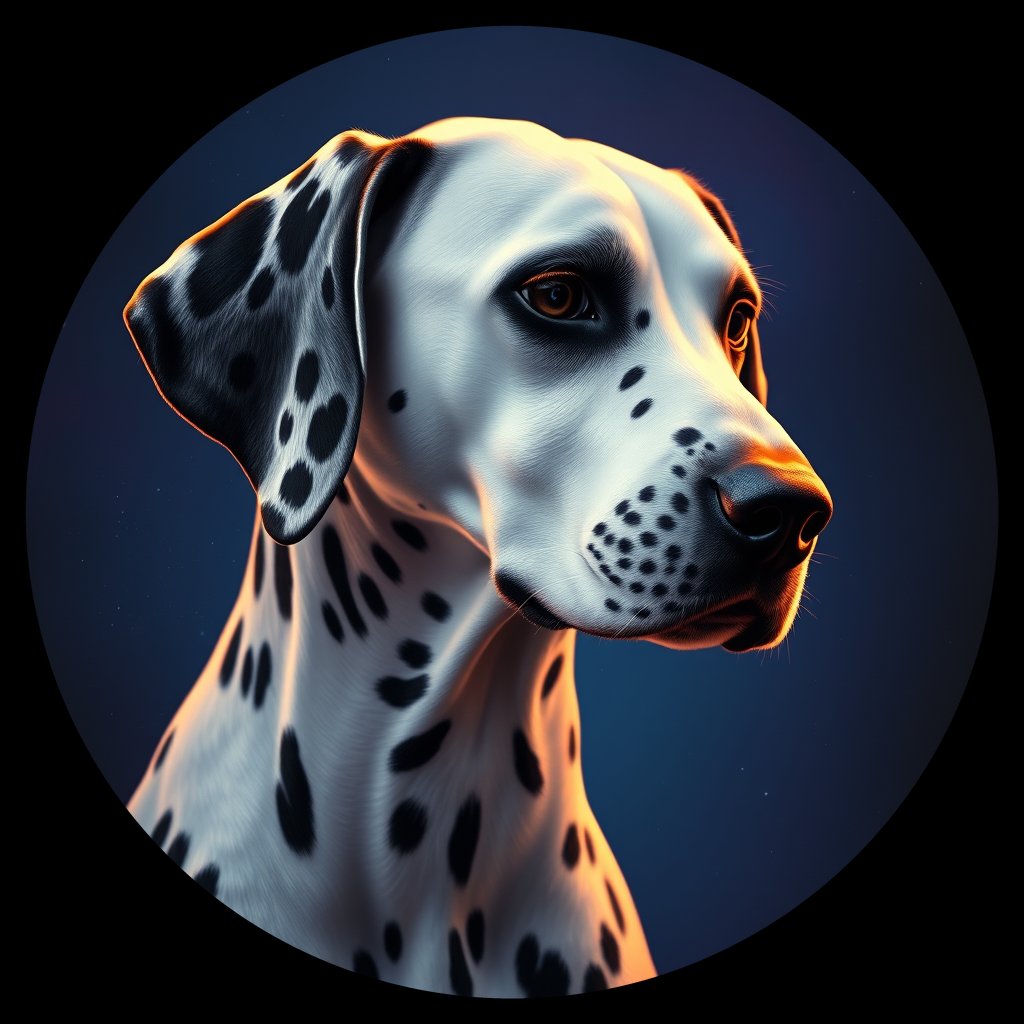 Cosmic medallion portrait of DAL4_DAL4, a Dalmatian