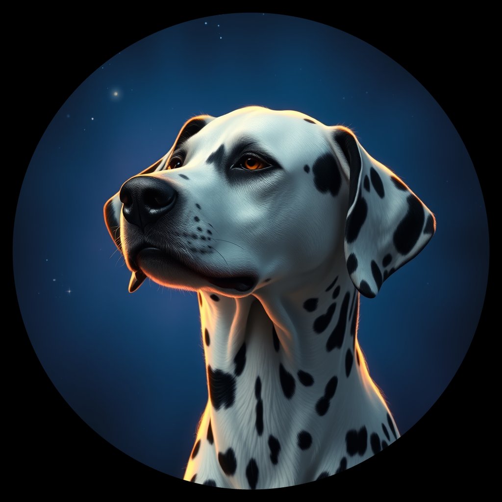 Cosmic medallion portrait of DAL50_DAL50, a Dalmatian
