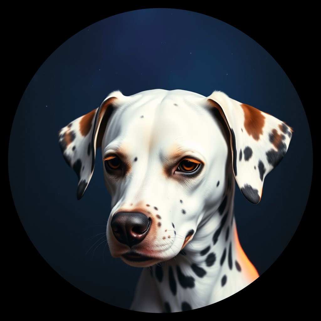 Cosmic medallion portrait of DAL52_DAL52, a Dalmatian