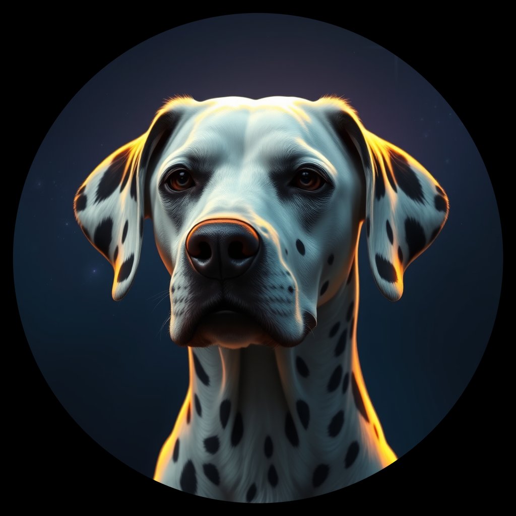 Cosmic medallion portrait of DAL53_DAL53, a Dalmatian