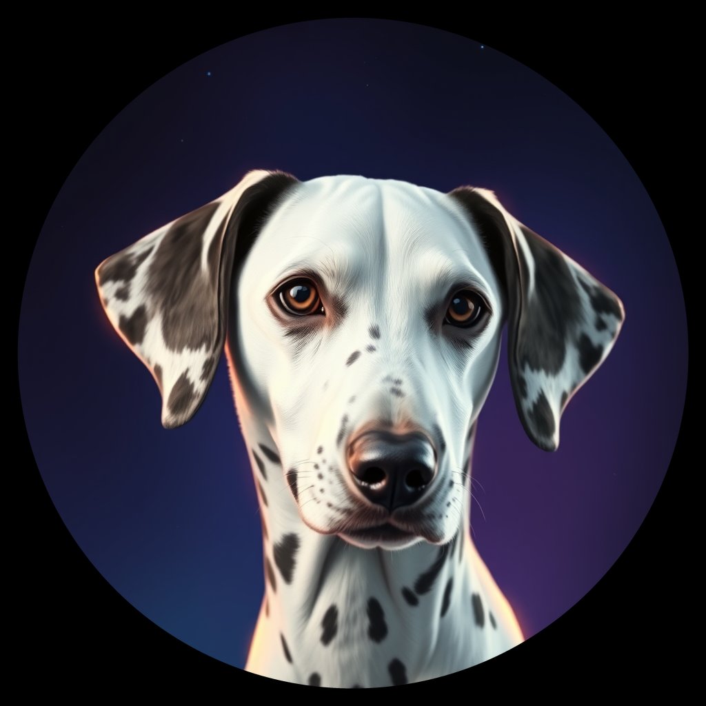 Cosmic medallion portrait of DAL54_DAL54, a Dalmatian