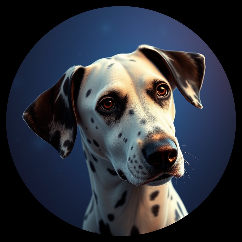 Cosmic medallion portrait of DAL55_DAL55, a Dalmatian