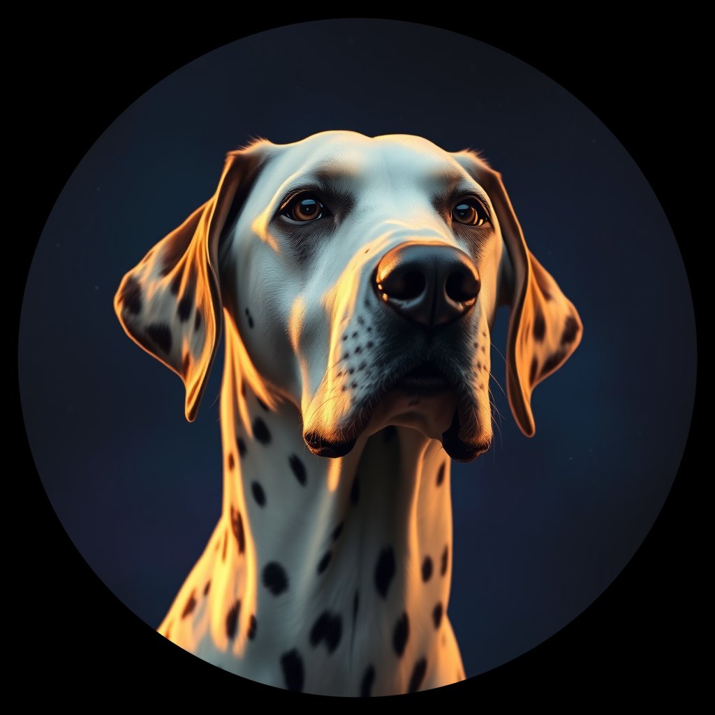 Cosmic medallion portrait of DAL56_DAL56, a Dalmatian
