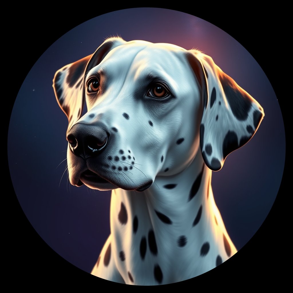 Cosmic medallion portrait of DAL58_DAL58, a Dalmatian