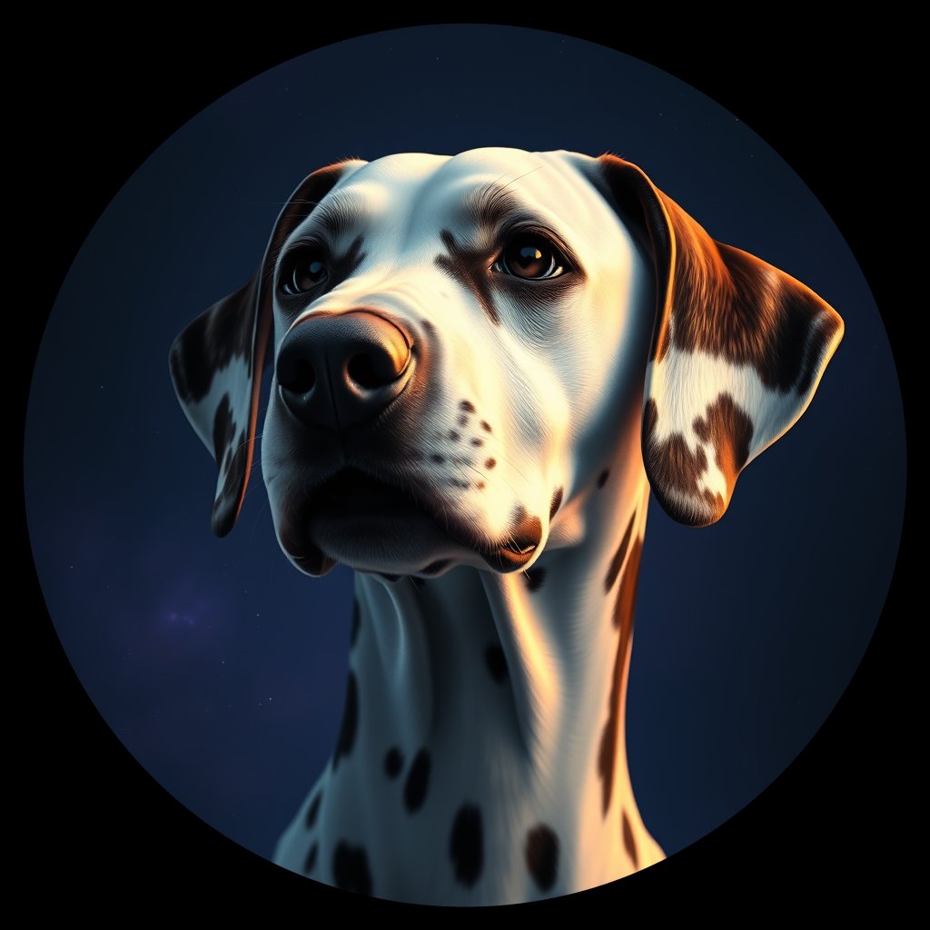 Cosmic medallion portrait of DAL59_DAL59, a Dalmatian