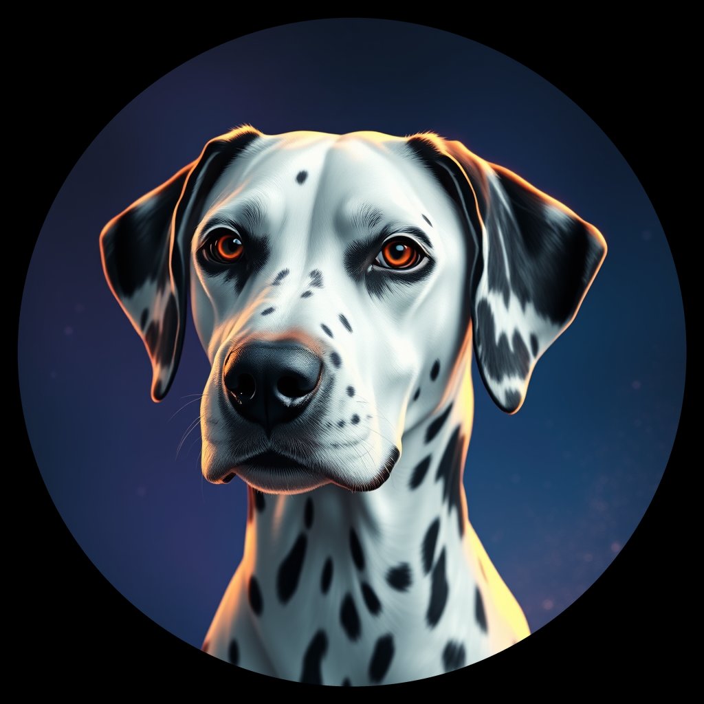 Cosmic medallion portrait of DAL5_DAL5, a Dalmatian