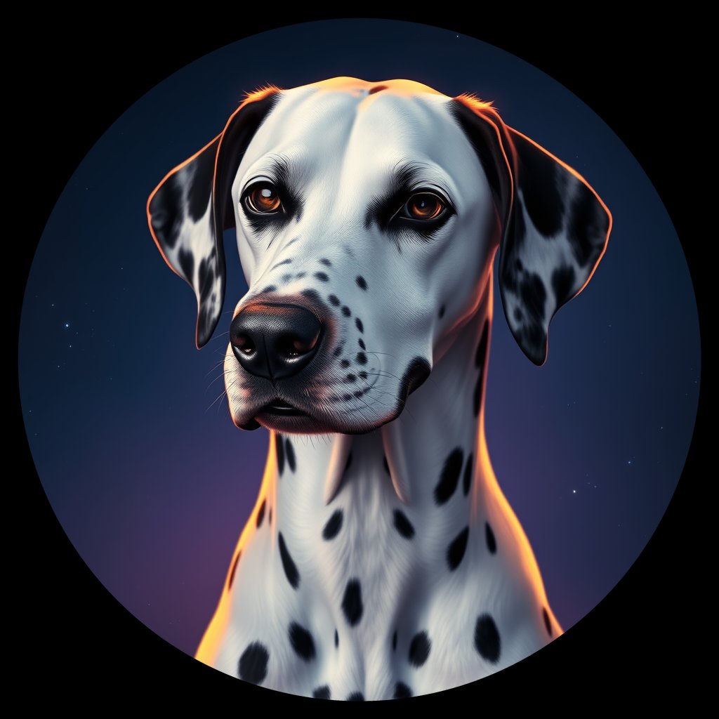 Cosmic medallion portrait of DAL60_DAL60, a Dalmatian