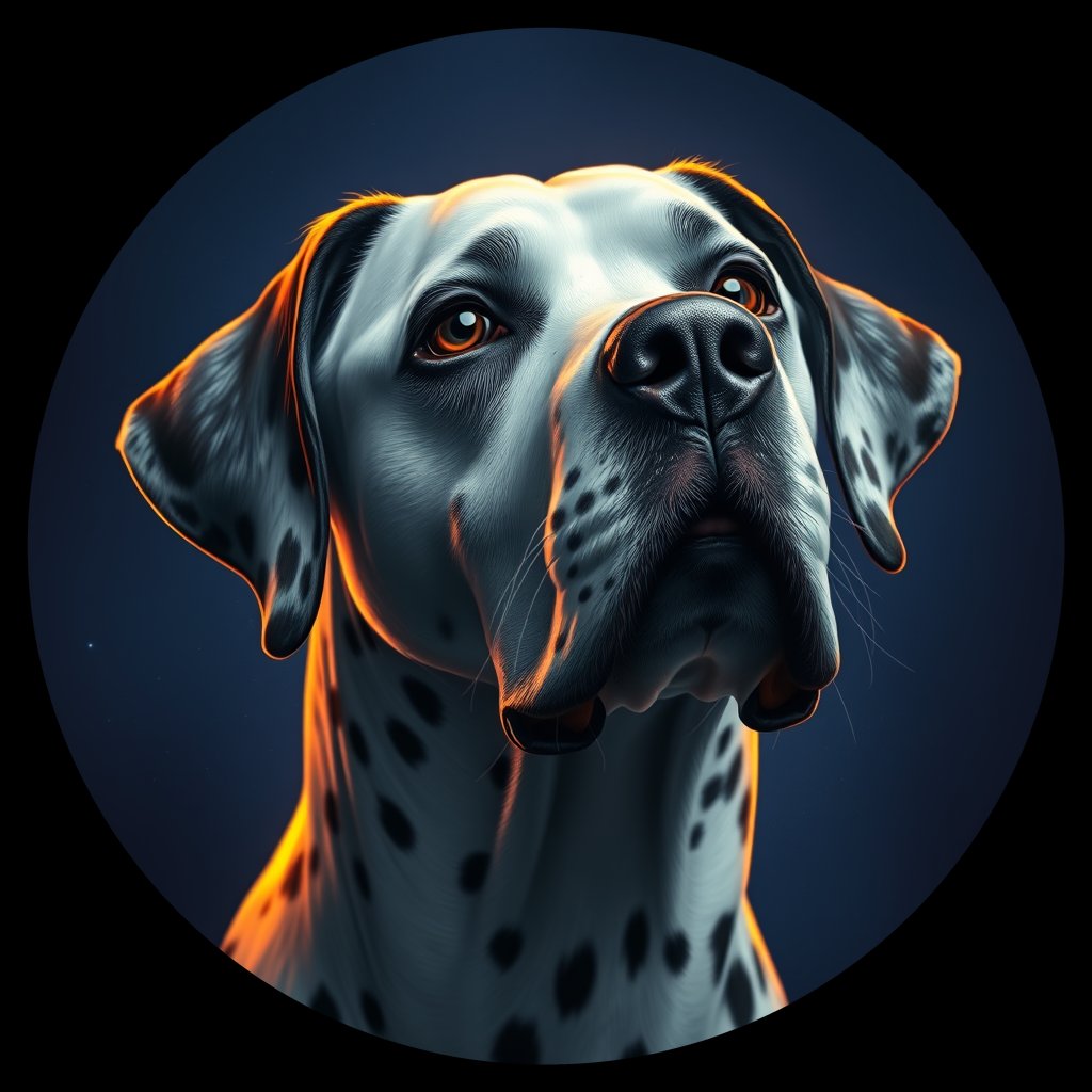 Cosmic medallion portrait of DAL61_DAL61, a Dalmatian