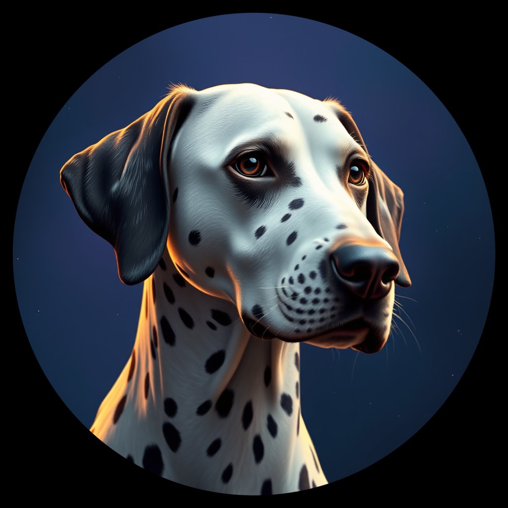 Cosmic medallion portrait of DAL62_DAL62, a Dalmatian