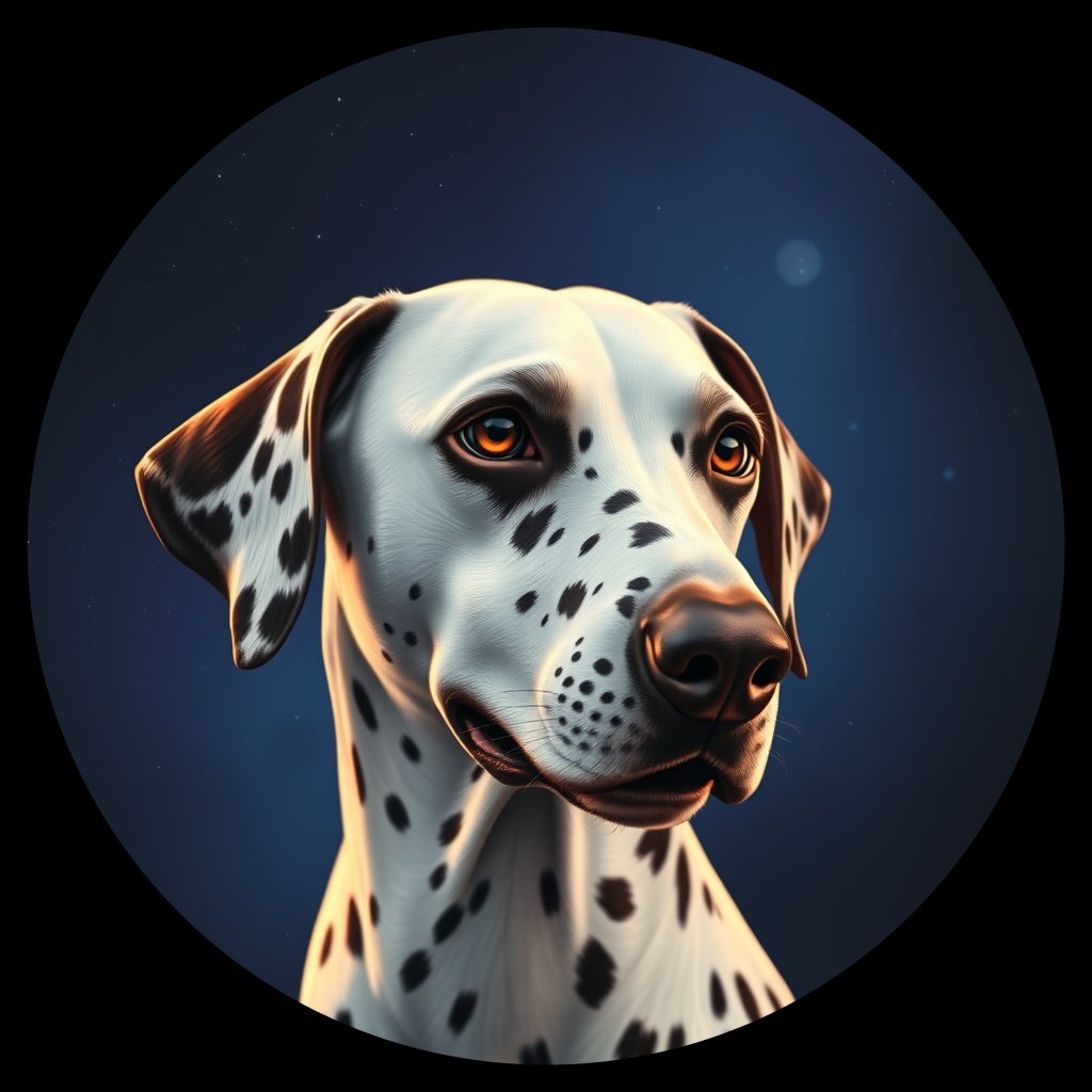 Cosmic medallion portrait of DAL63_DAL63, a Dalmatian