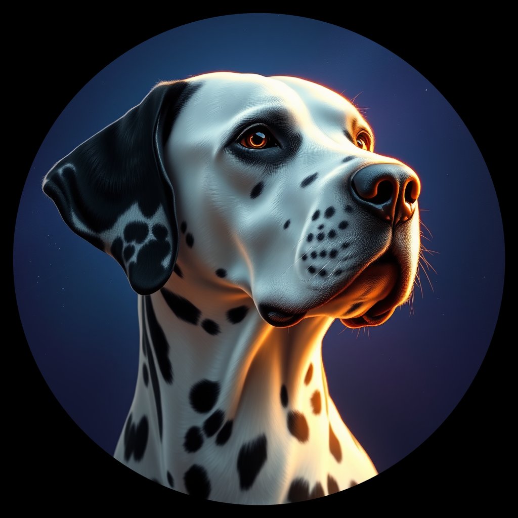 Cosmic medallion portrait of DAL66_DAL66, a Dalmatian