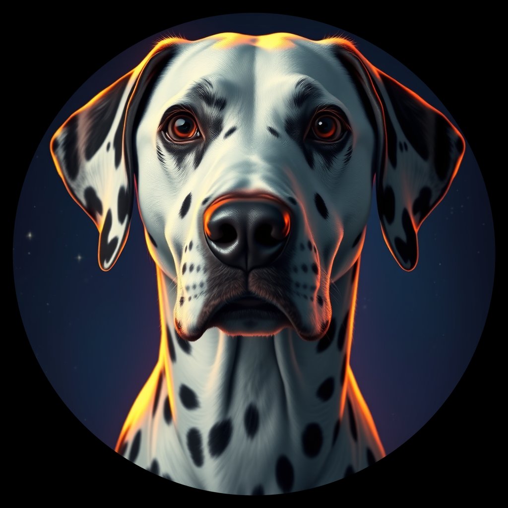 Cosmic medallion portrait of DAL6_DAL6, a Dalmatian