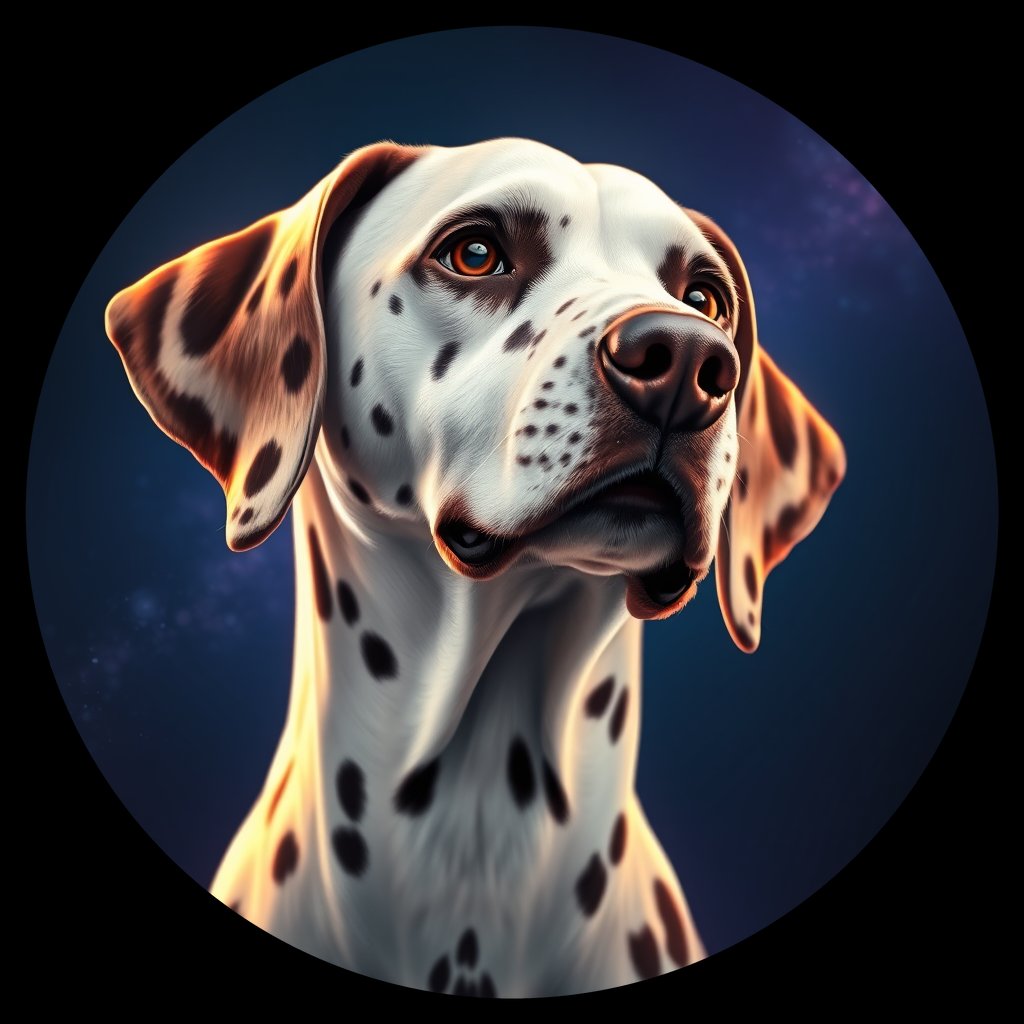 Cosmic medallion portrait of DAL72_DAL72, a Dalmatian