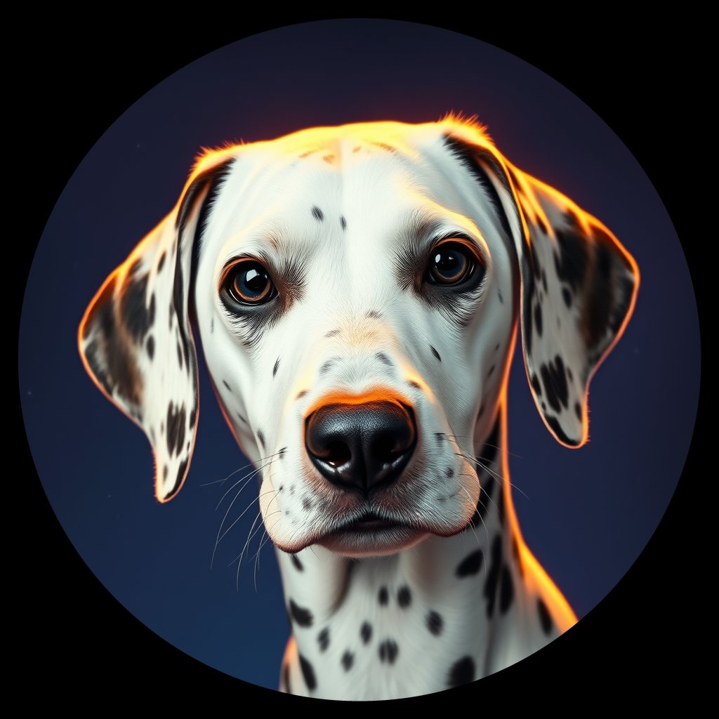 Cosmic medallion portrait of DAL73_DAL73, a Dalmatian