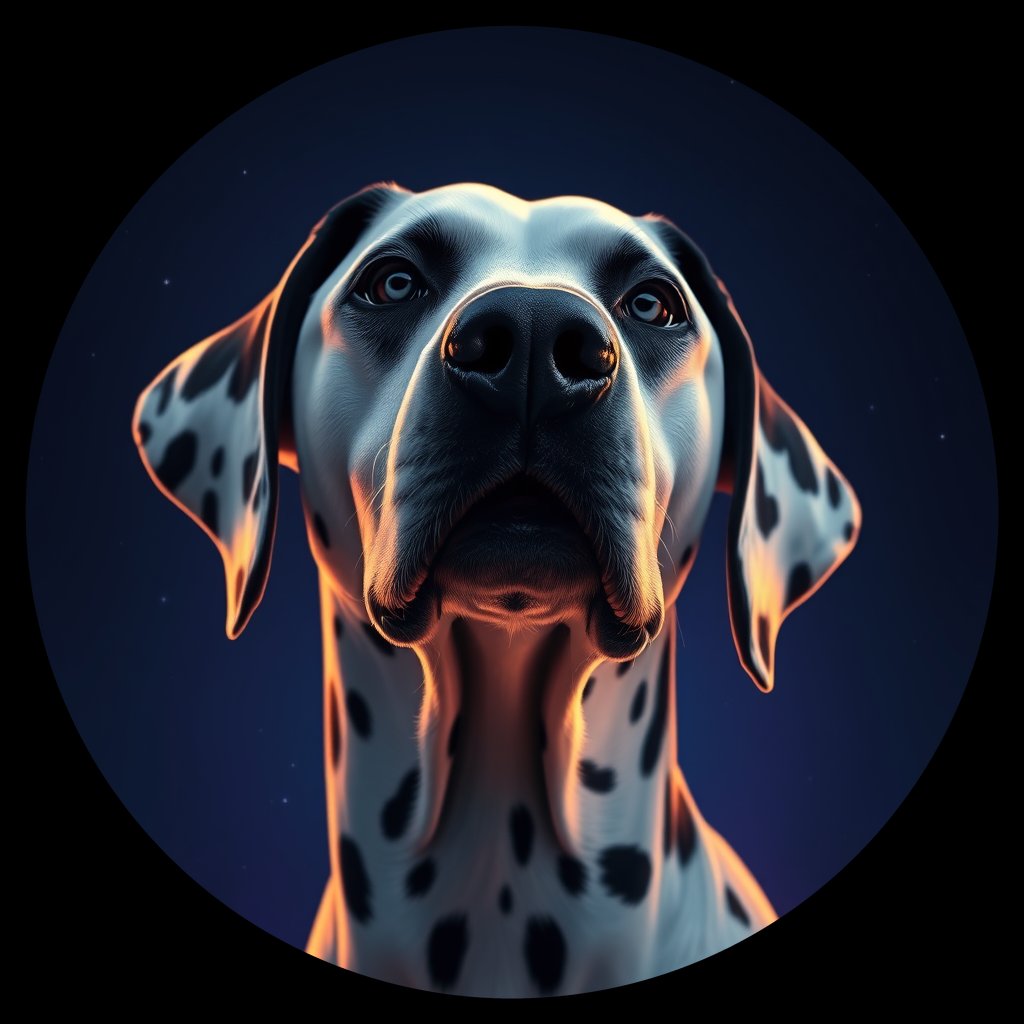 Cosmic medallion portrait of DAL74_DAL74, a Dalmatian