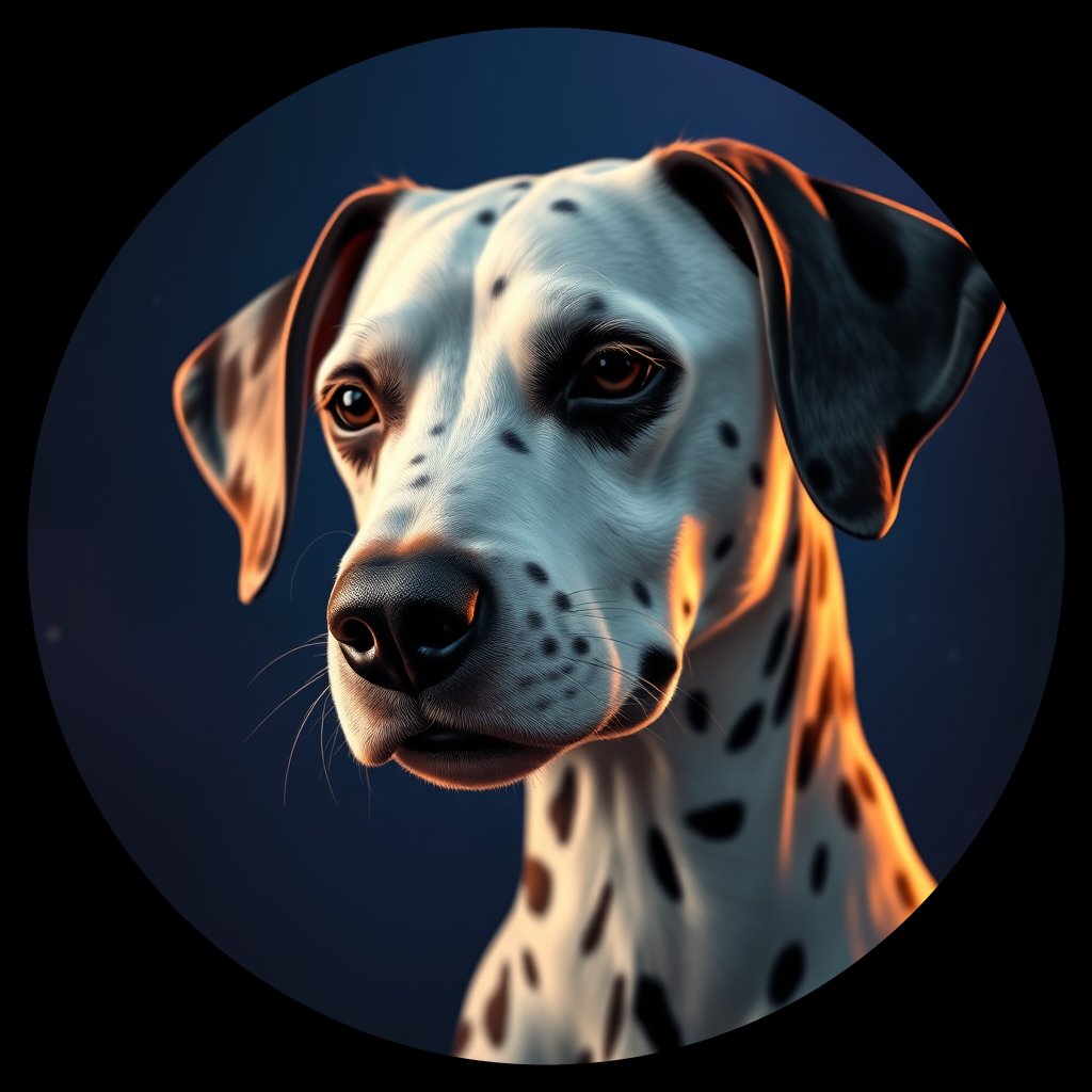Cosmic medallion portrait of DAL75_DAL75, a Dalmatian