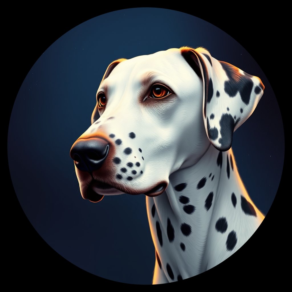 Cosmic medallion portrait of DAL77_DAL77, a Dalmatian