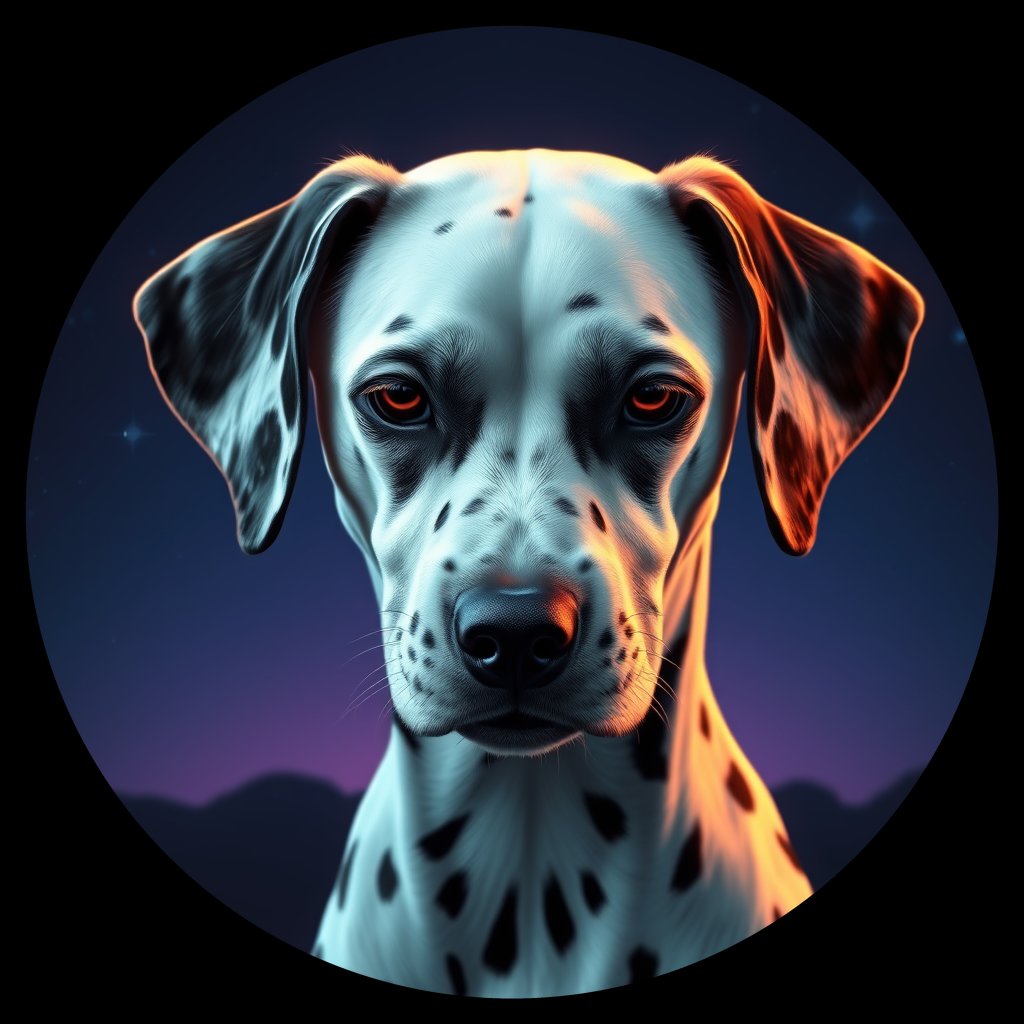 Cosmic medallion portrait of DAL78_DAL78, a Dalmatian