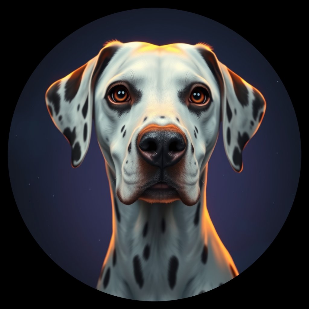 Cosmic medallion portrait of DAL79_DAL79, a Dalmatian