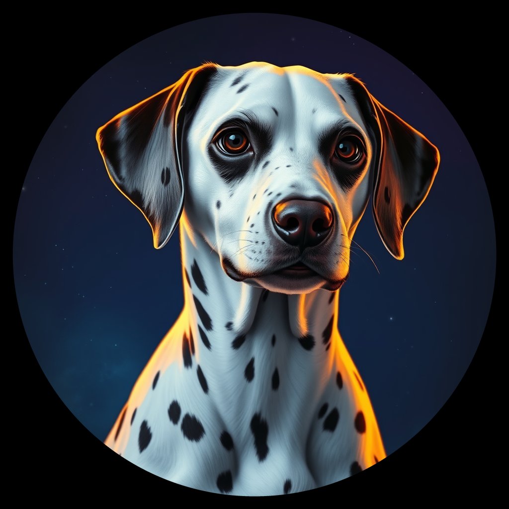 Cosmic medallion portrait of DAL80_DAL80, a Dalmatian
