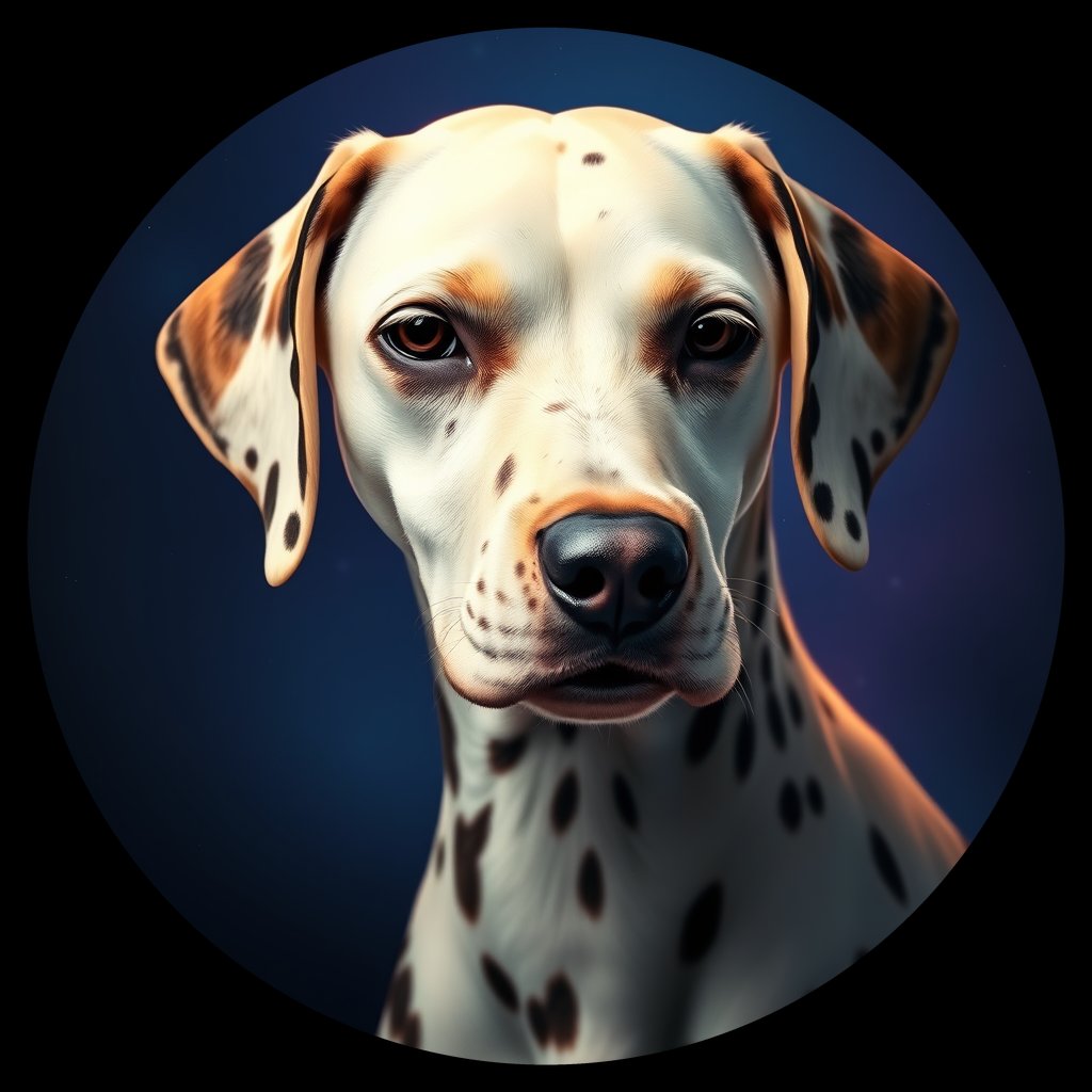 Cosmic medallion portrait of DAL81_DAL81, a Dalmatian