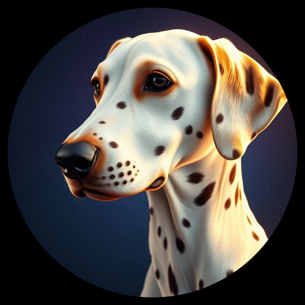 Cosmic medallion portrait of DAL82_DAL82, a Dalmatian