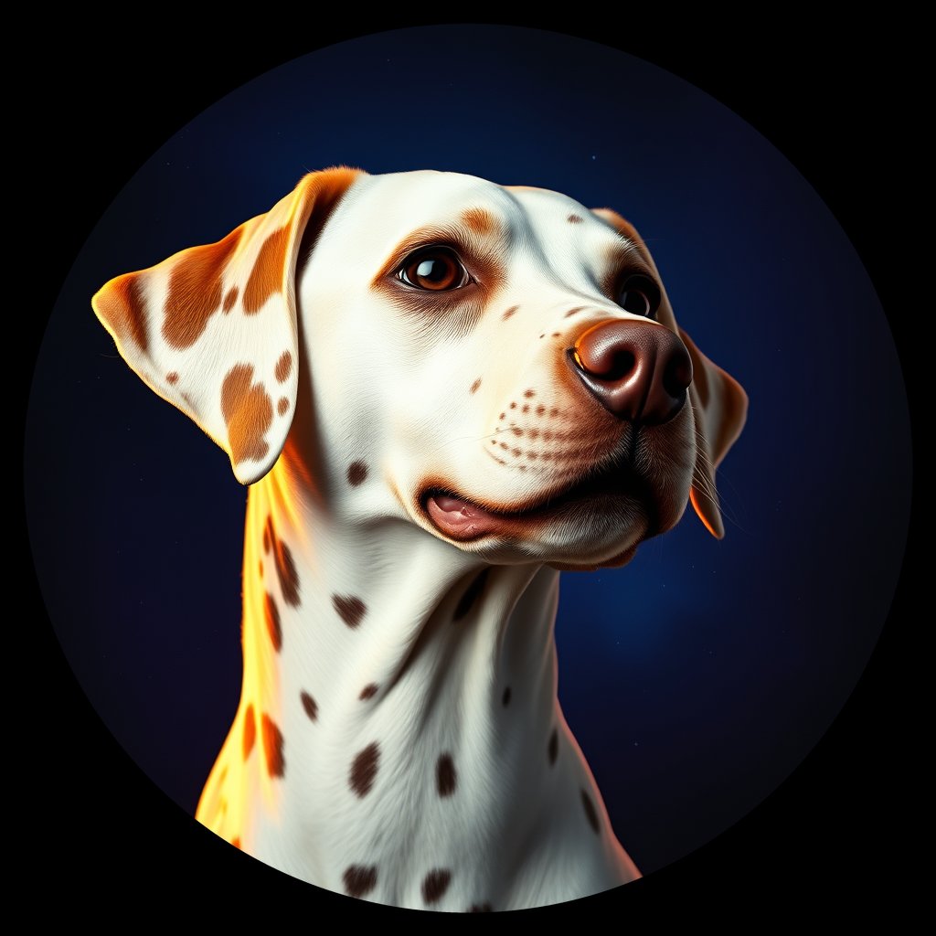 Cosmic medallion portrait of DAL89_DAL89, a Dalmatian