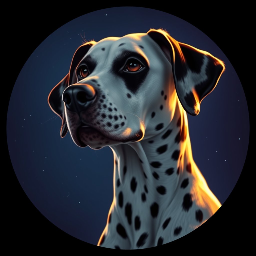 Cosmic medallion portrait of DAL90_DAL90, a Dalmatian