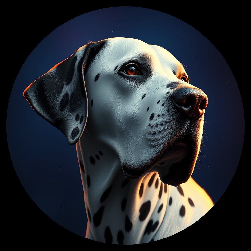 Cosmic medallion portrait of DAL91_DAL91, a Dalmatian