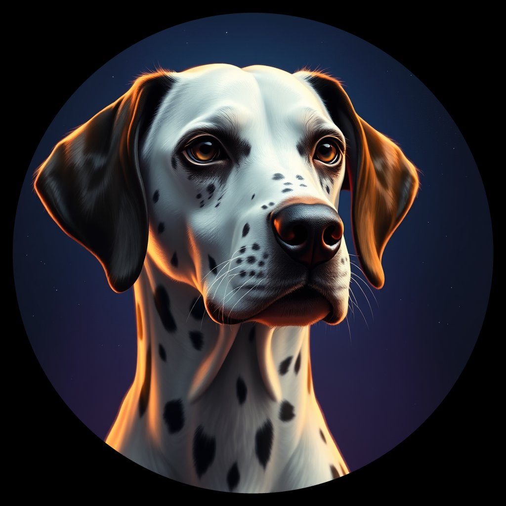 Cosmic medallion portrait of DAL92_DAL92, a Dalmatian