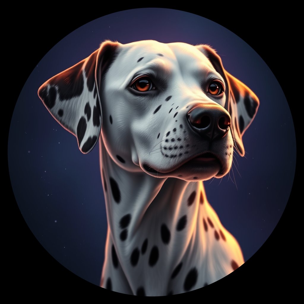 Cosmic medallion portrait of DAL97_DAL97, a Dalmatian