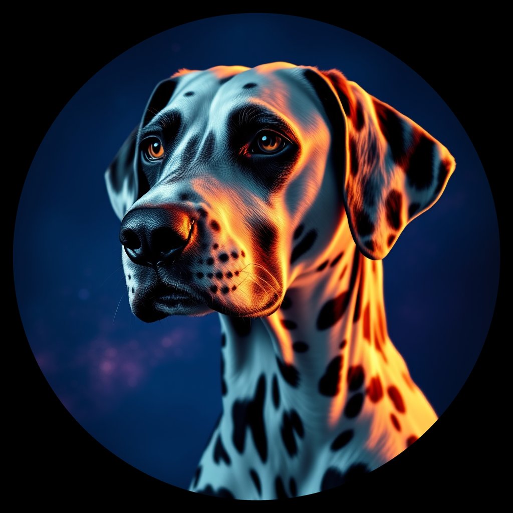 Cosmic medallion portrait of DAL98_DAL98, a Dalmatian