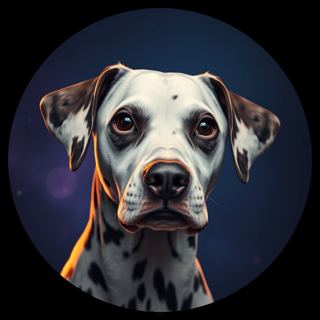 Cosmic medallion portrait of DAL99_DAL99, a Dalmatian