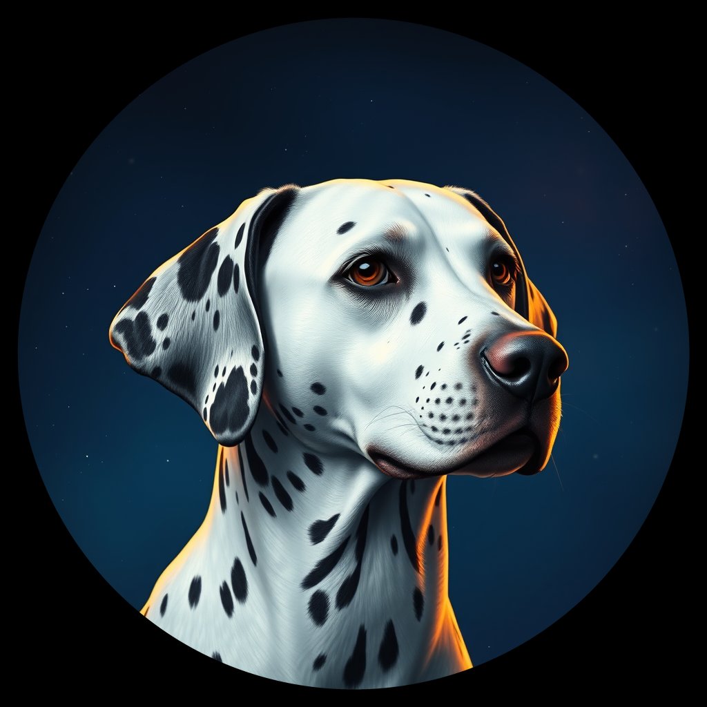 Cosmic medallion portrait of DALM_DALM_27075, a Dalmatian