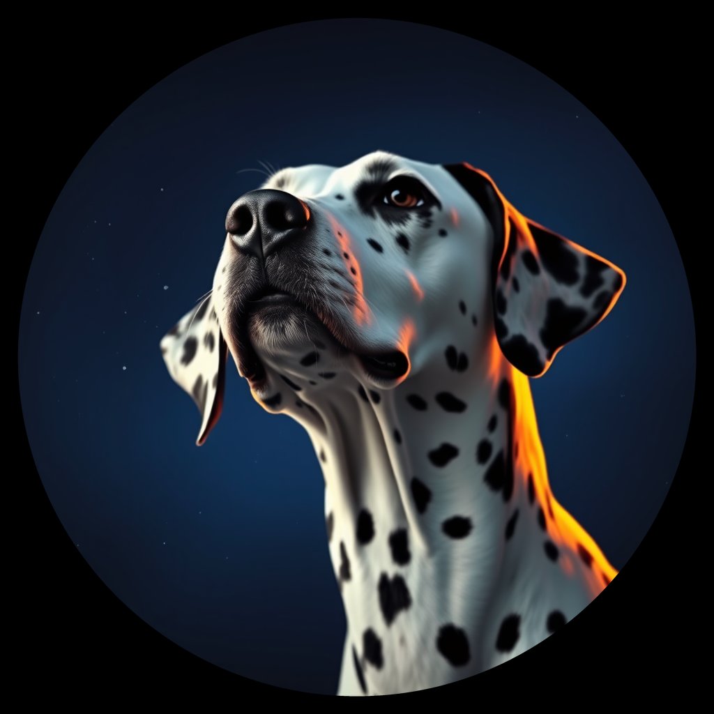 Cosmic medallion portrait of DALM_DALM_27076, a Dalmatian