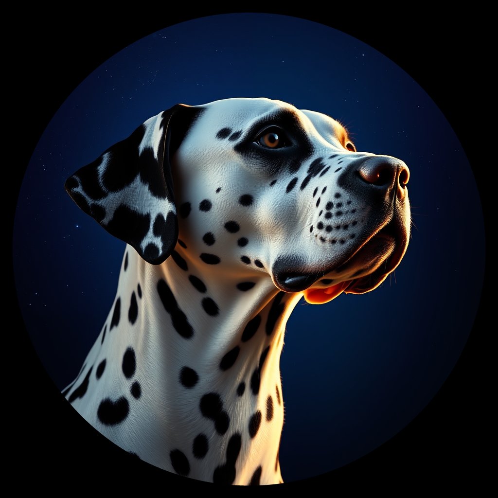 Cosmic medallion portrait of DALM_DALM_27381, a Dalmatian