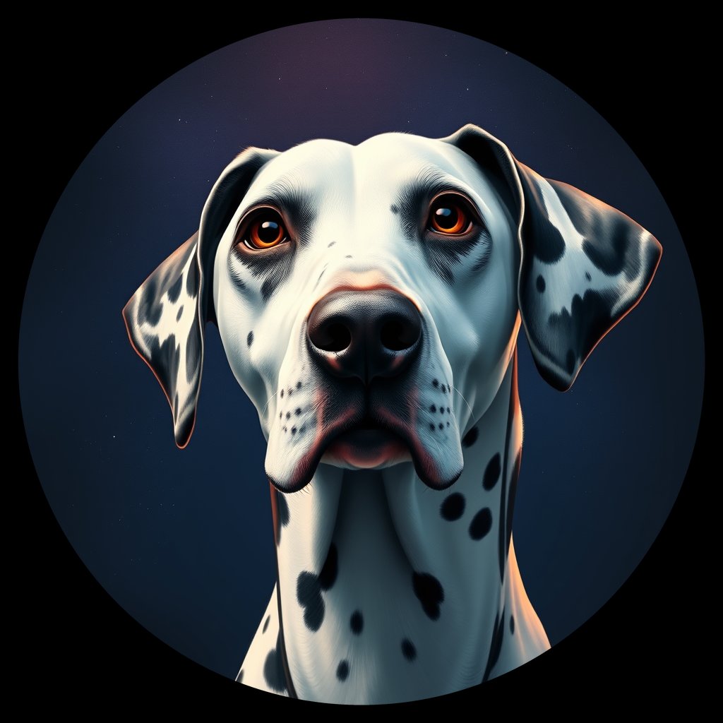 Cosmic medallion portrait of DALM_DALM_Z4A06, a Dalmatian