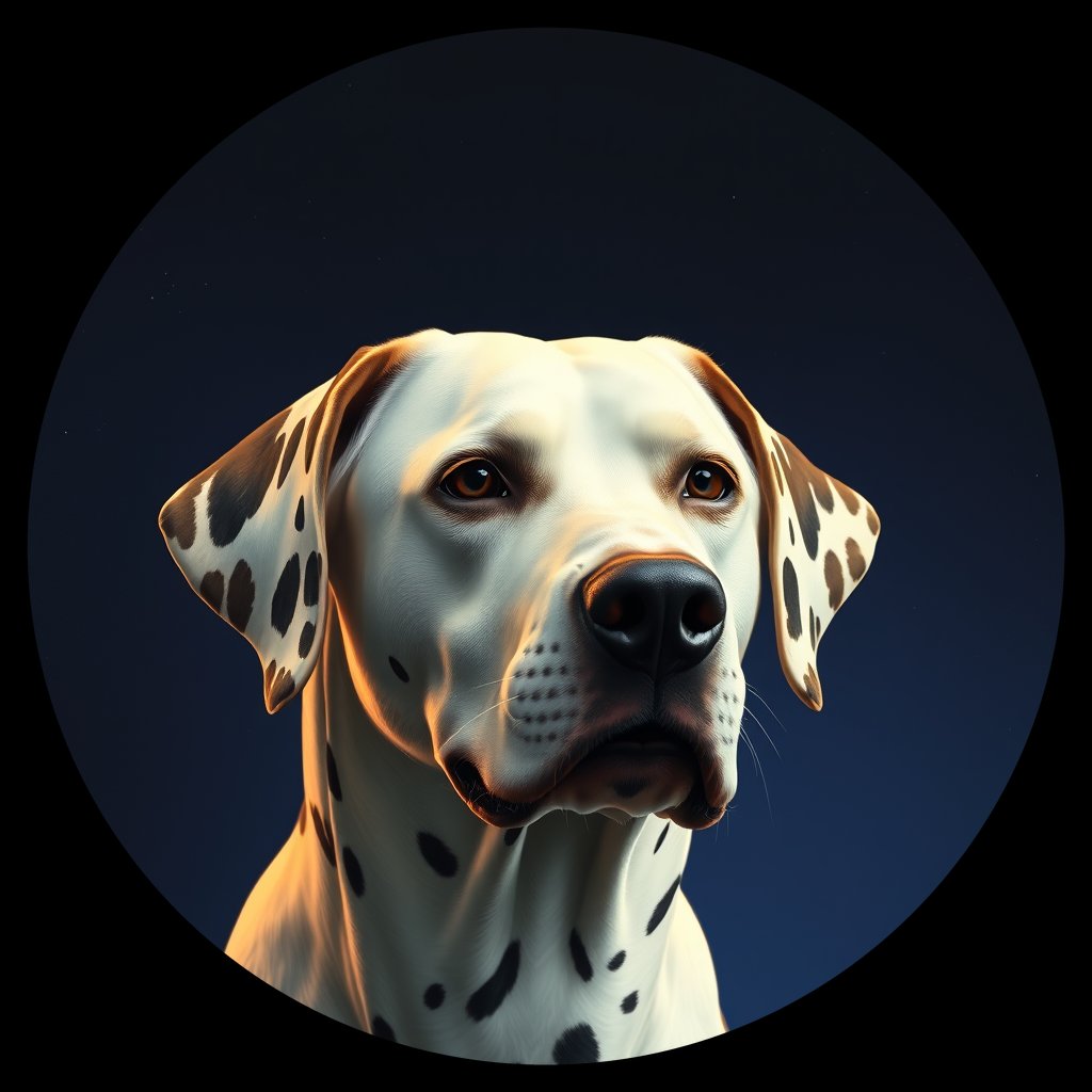 Cosmic medallion portrait of DALM_DALM_Z5F08, a Dalmatian