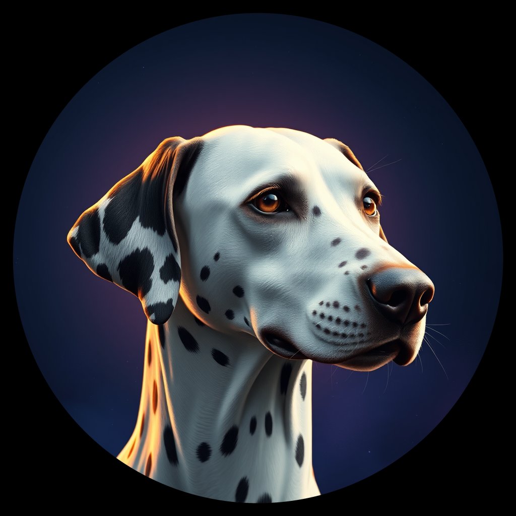 Cosmic medallion portrait of DALM_DALM_Z5H10, a Dalmatian