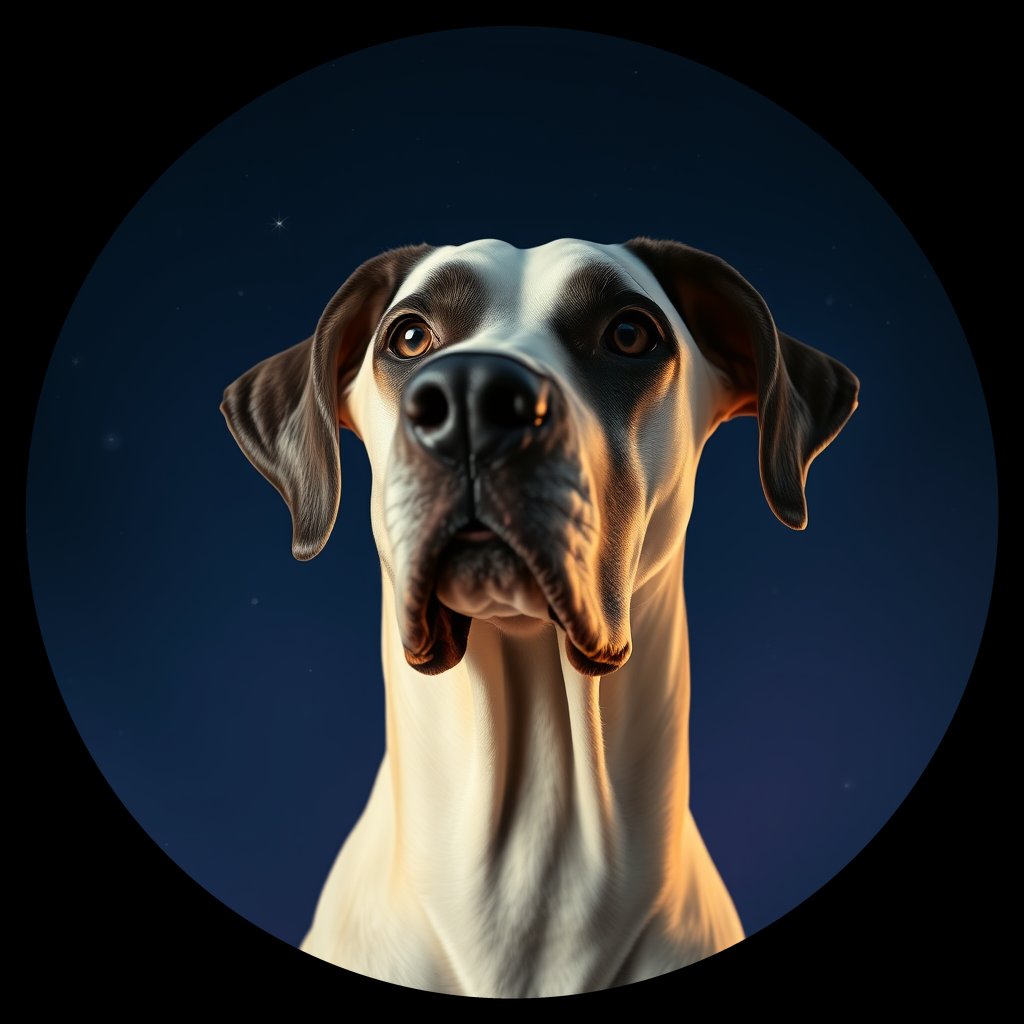 Cosmic medallion portrait of DANE_DANE_06610, a Great Dane