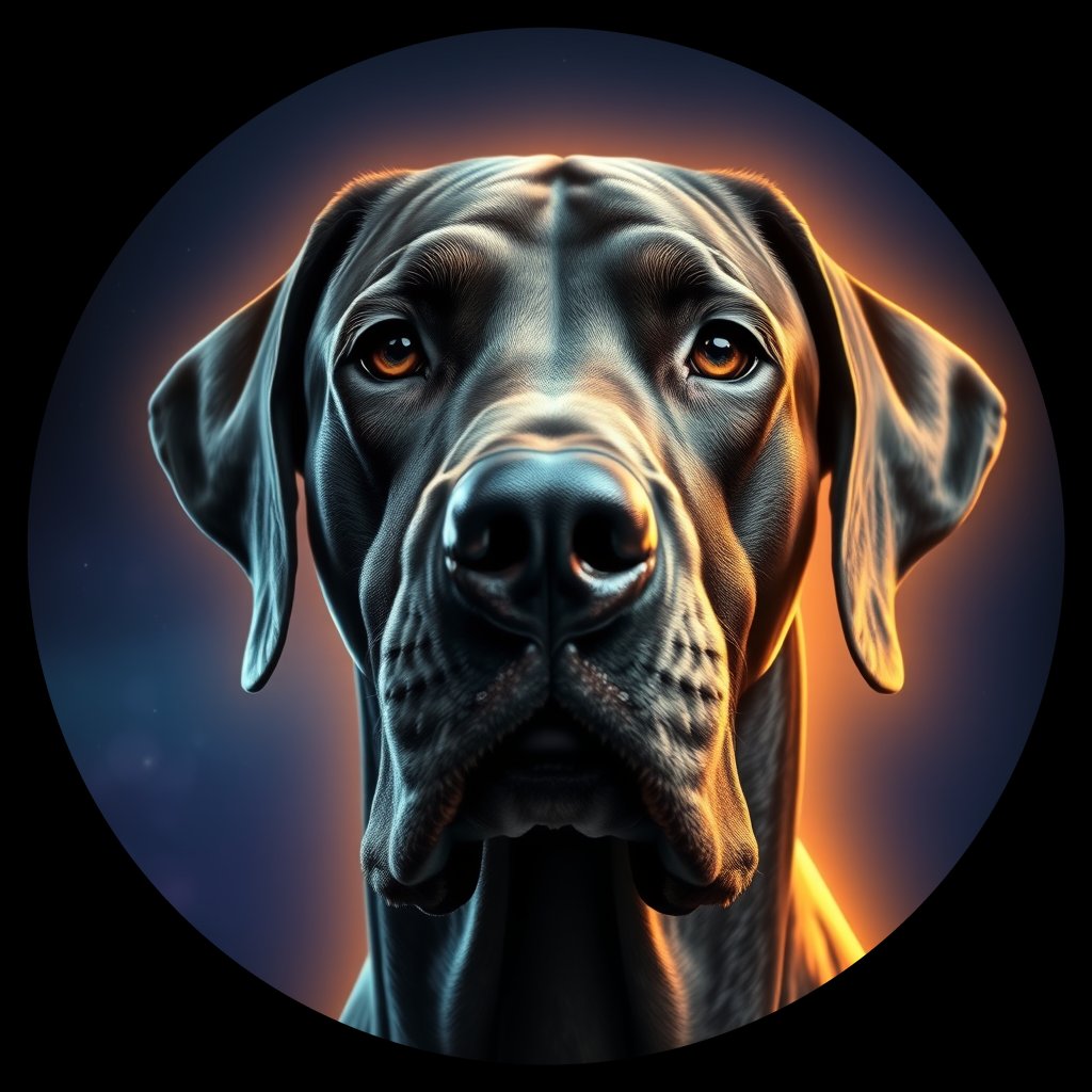 Cosmic medallion portrait of DANE_DANE_06695, a Great Dane