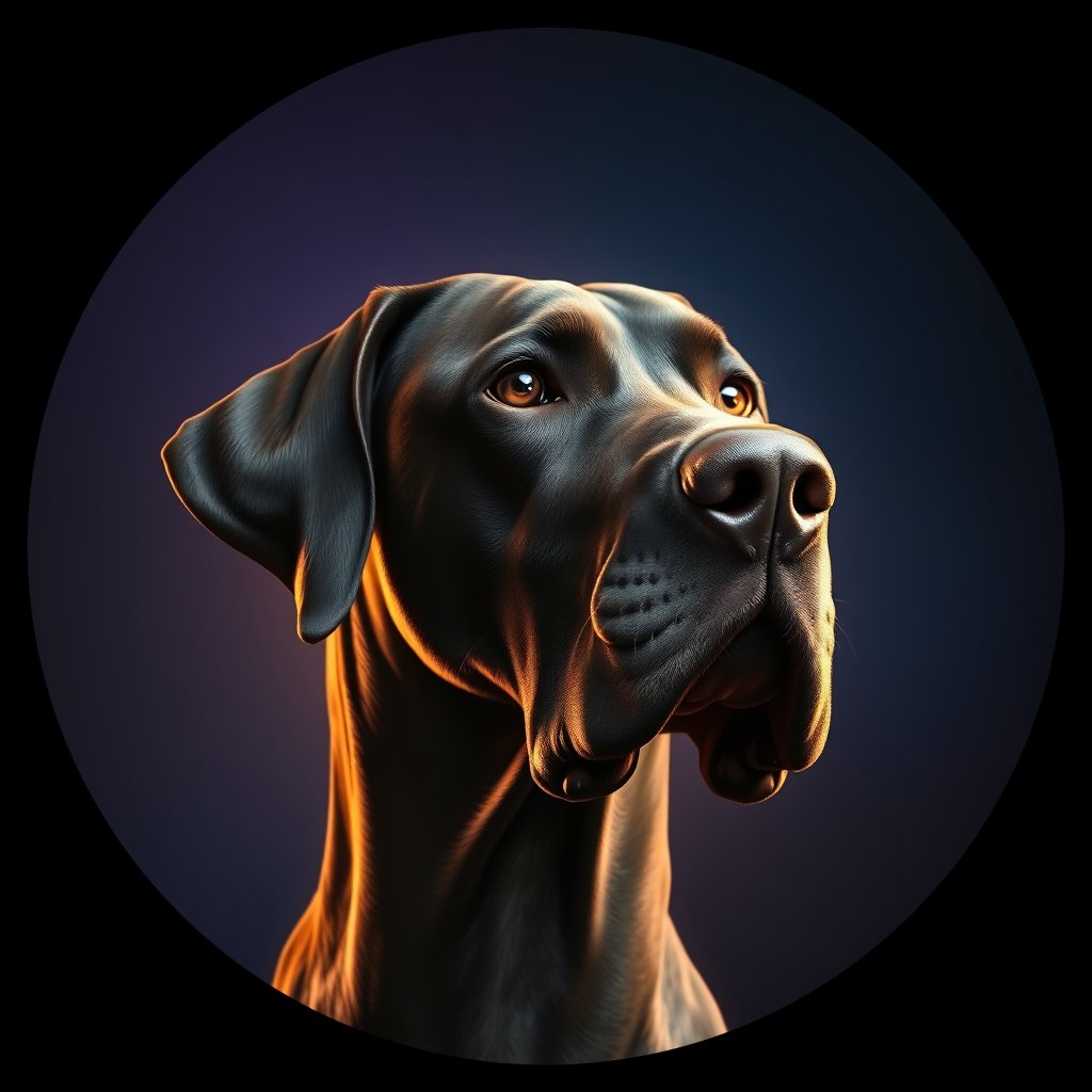 Cosmic medallion portrait of DANE_DANE_12992, a Great Dane