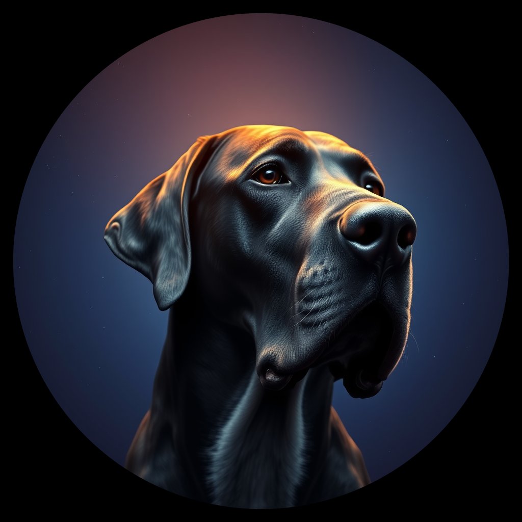 Cosmic medallion portrait of DANE_DANE_12993, a Great Dane