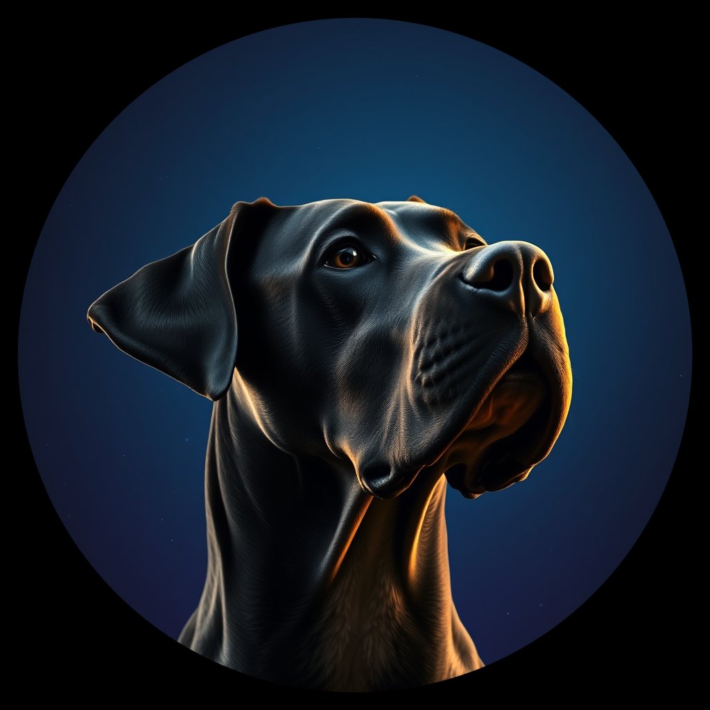 Cosmic medallion portrait of DANE_DANE_13574, a Great Dane