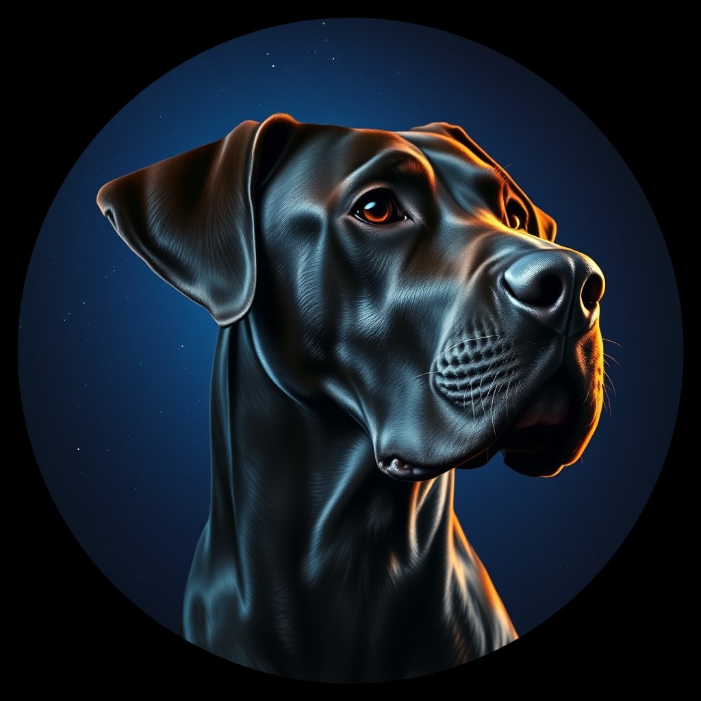 Cosmic medallion portrait of DANE_DANE_15290, a Great Dane