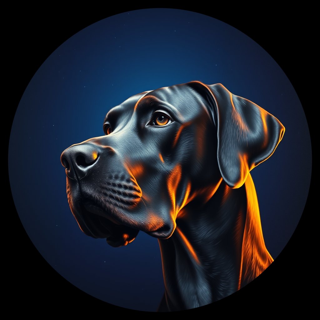 Cosmic medallion portrait of DANE_DANE_21529, a Great Dane