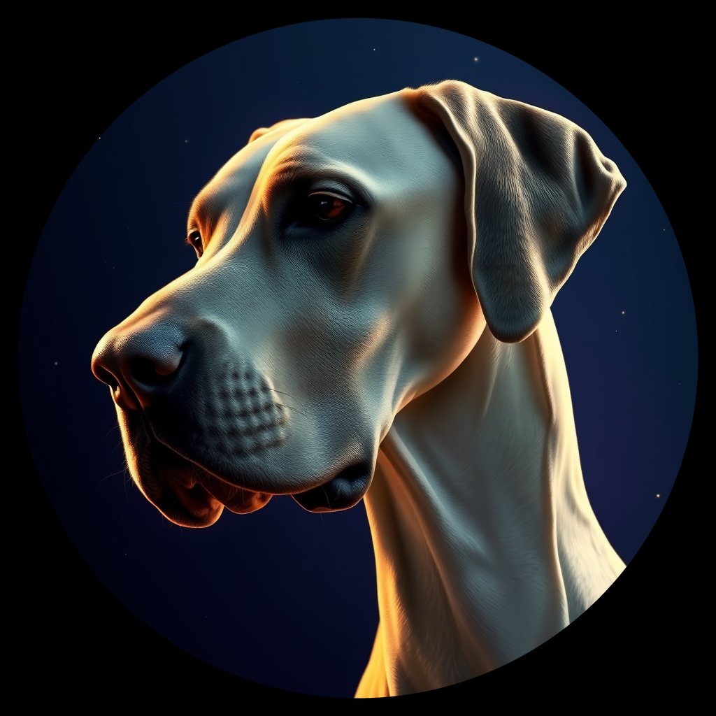 Cosmic medallion portrait of DANE_DANE_26647, a Great Dane